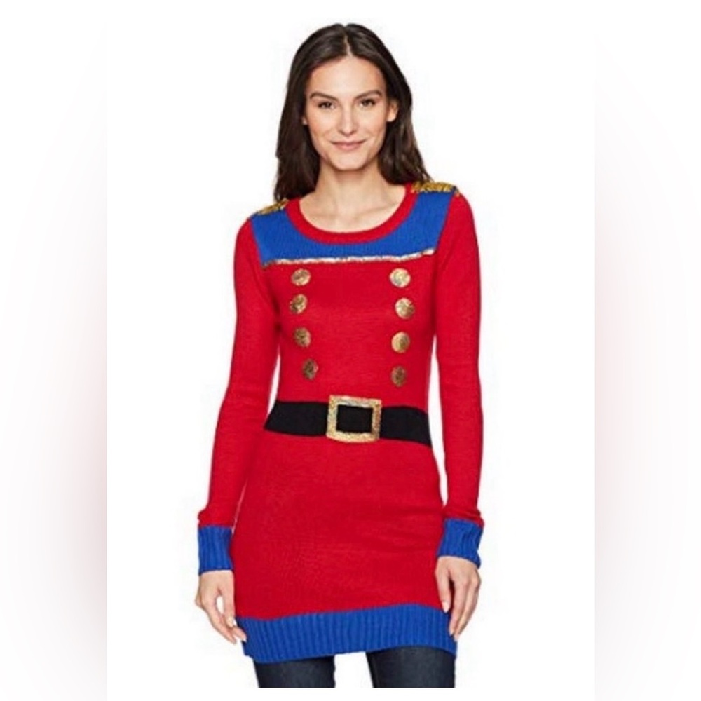 Christmas Holiday Sweater Dress Nutcracker Ugly Sweater Red Women’s Small (4-6) - Picture 2 of 9